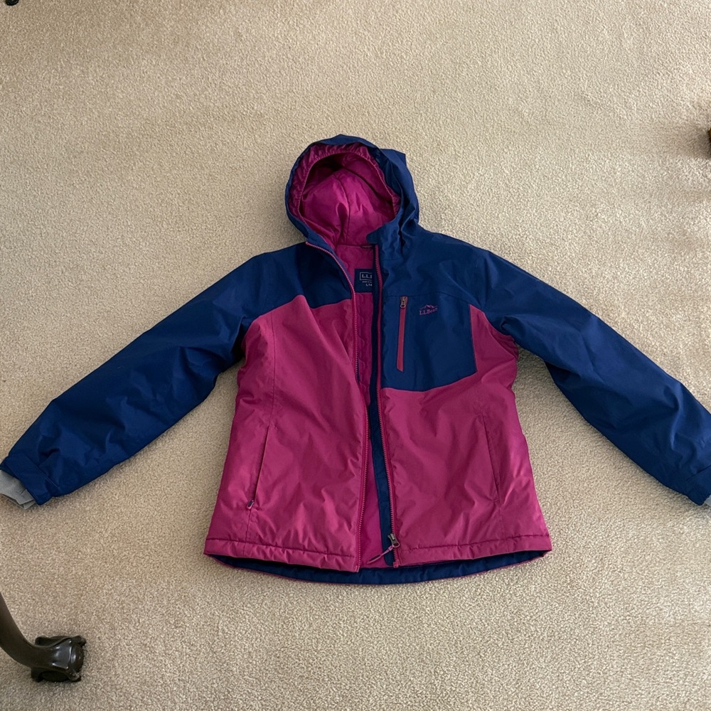 L.L. Bean Kids Puffer Jacket in Pink and Blue